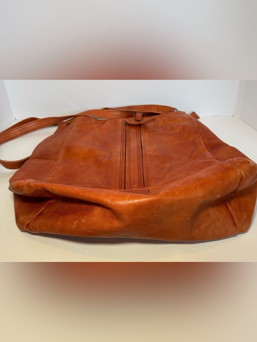 Albion Fit Full-Grain Leather Compass Satchel Backpack/ Crossbody  Burnt Orange - Picture 10 of 11